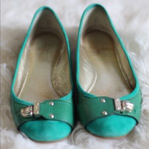 REDUCED! Coach Leather Emerald Flats